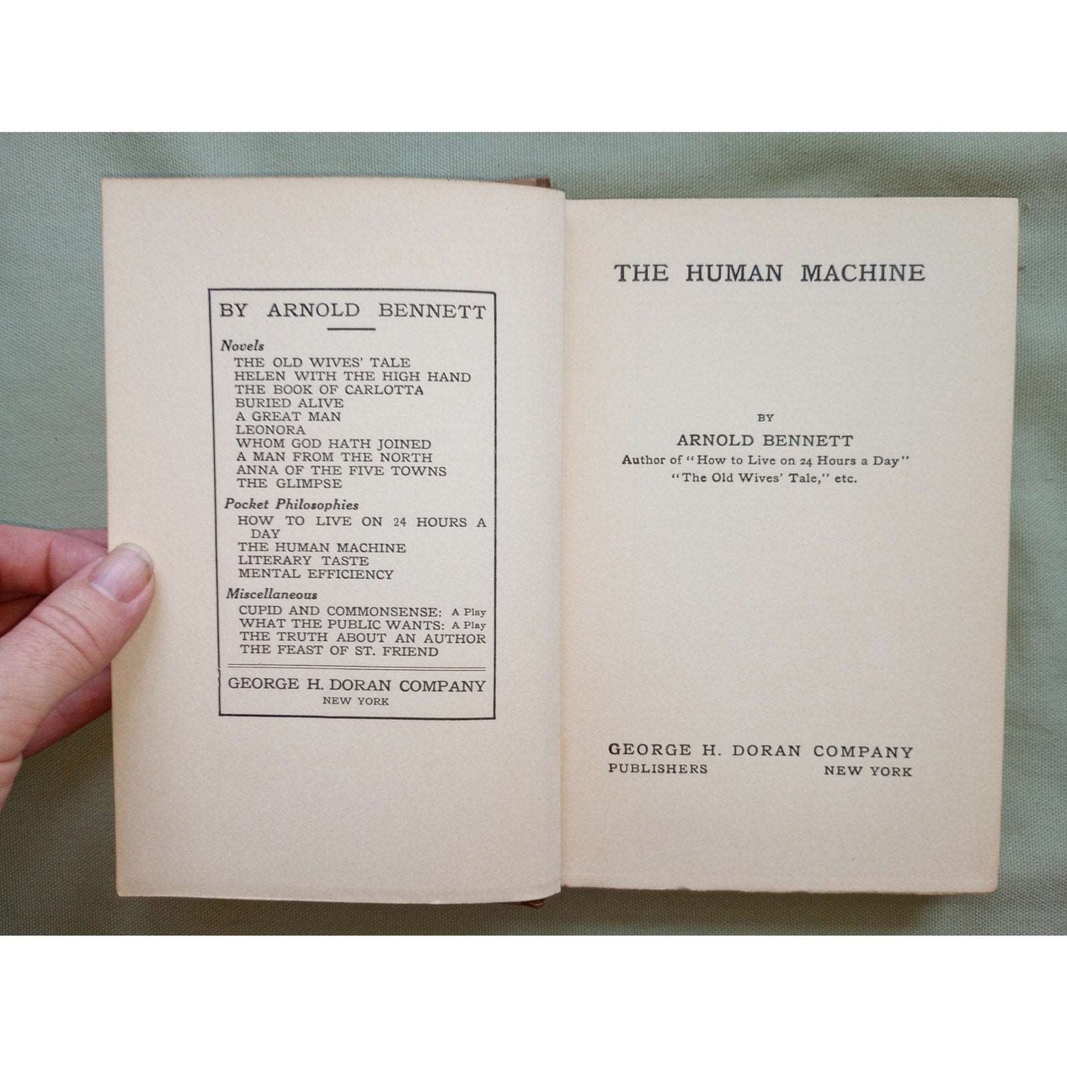 (2) Arnold Bennett Antique Books The Human Machine How To Live on 24 Hours A Day