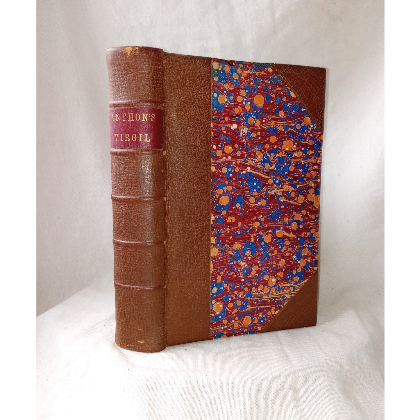 Publii Virgilii Maronis Opera Works Of Virgil Copious Notes 1876 Leather Cooper