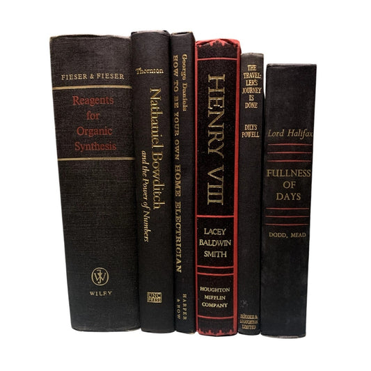 Vintage Black Red Gold Hardcover Old Books Staging Decor Home Office Lot of 6