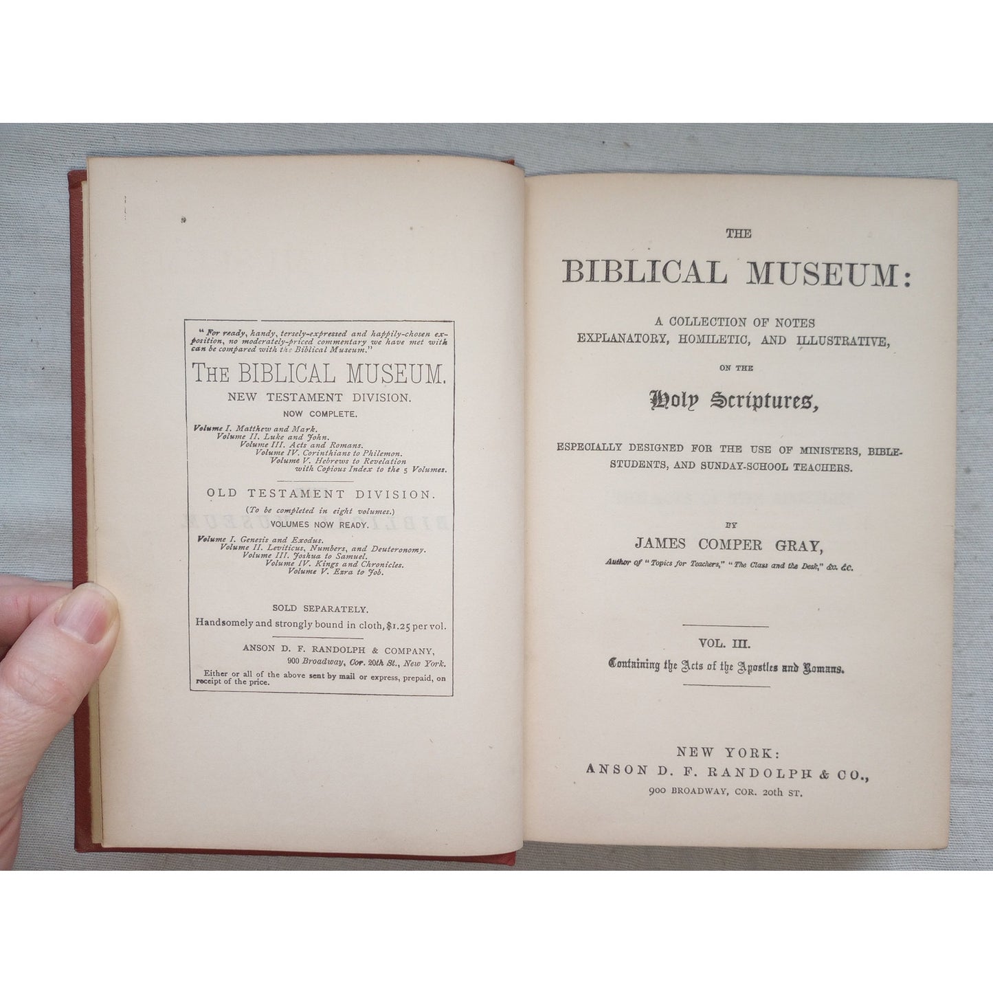 The Biblical Museum Volume 3 James Gray Acts Of The Apostles & Romans