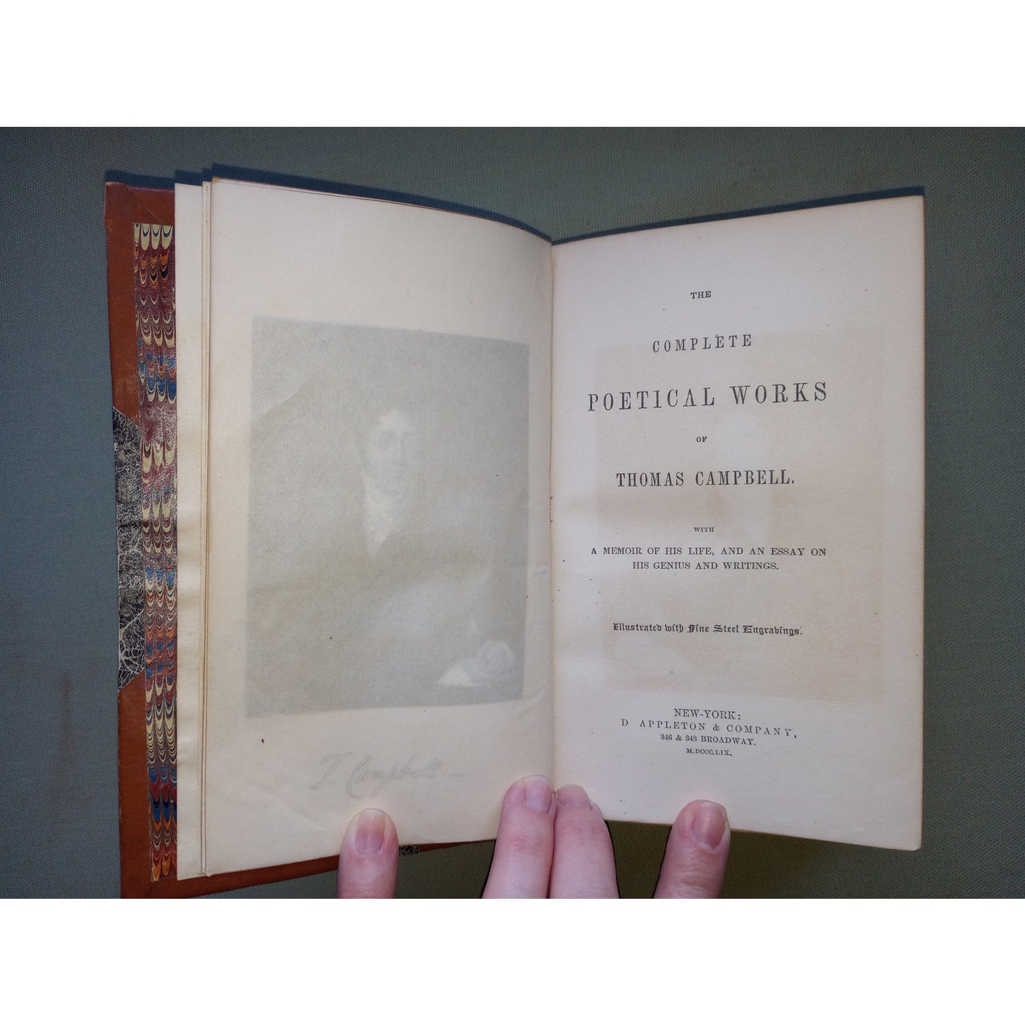 The Complete Poetical Works Of Thomas Campbell & A Memoir 1859 Leather Binding