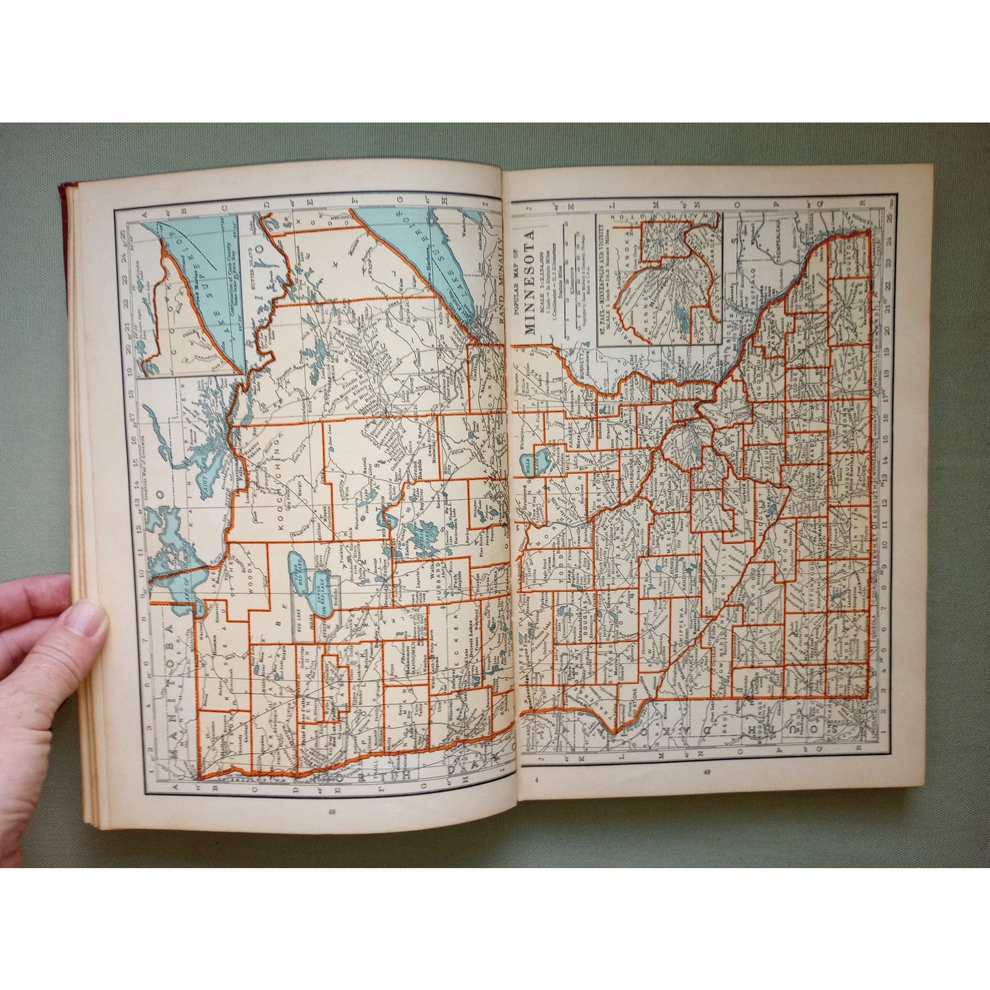 World Atlas & Gazetteer Old Maps 1931 HARDCOVER Color Maps US States, Countries