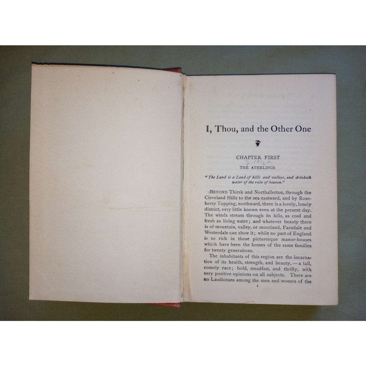 I, Thou, and the Other One A Love Story Amelia E. Barr 1901 Antique Book