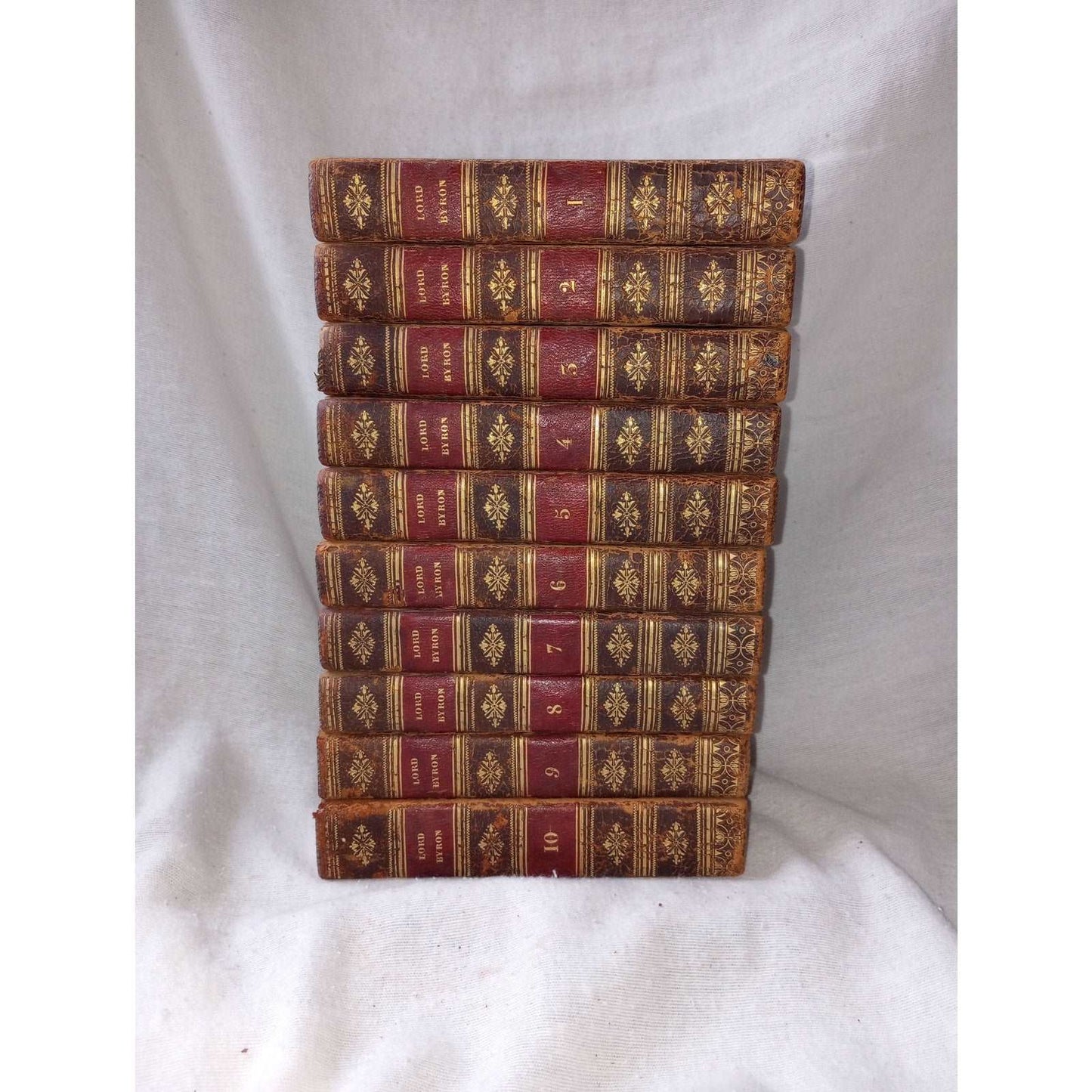 1821 Rare French Oeuvres Completes De Lord Byron 10 Volume Leather Beautiful Set