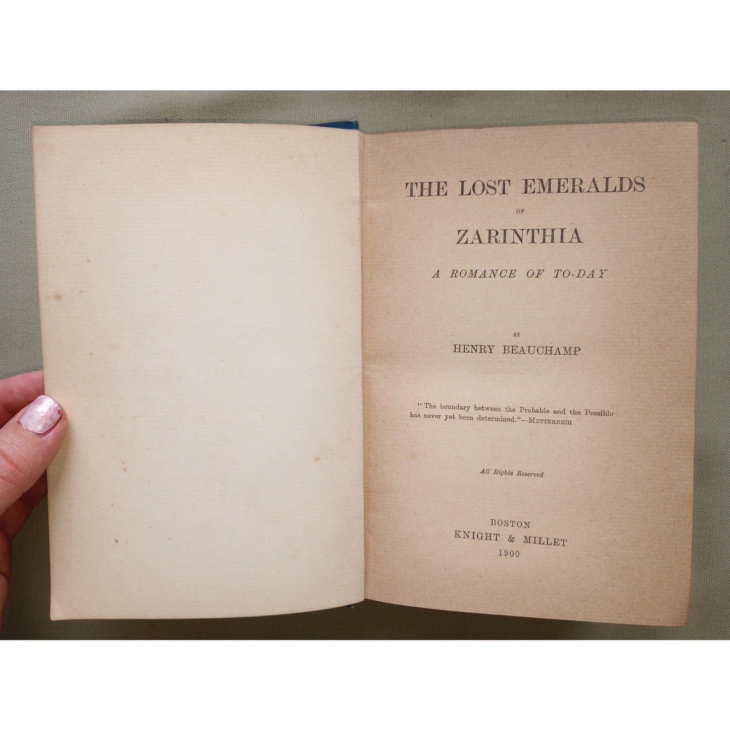 The Lost Emeralds of Zarinthia by Henry Beauchamps Antique 1900 US First Edition