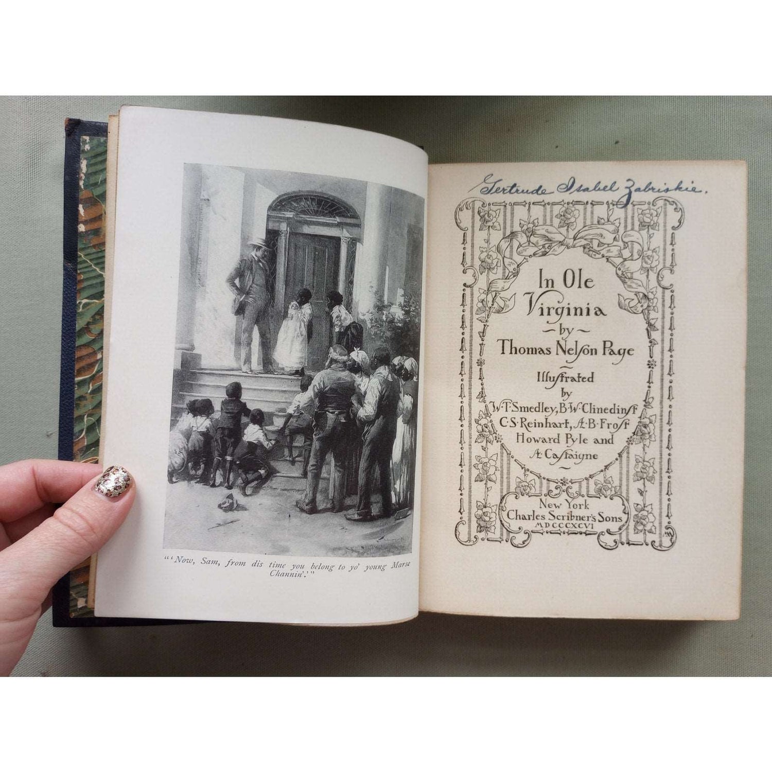 1896 In Ole Virginia Thomas Nelson Page Scribner & Sons Illustrated Leather Book