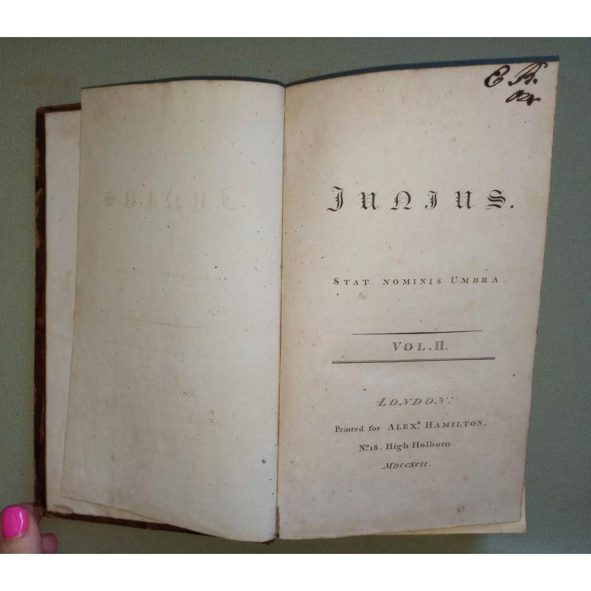 Stat Nominus Umbra The Letters of Junius 2 Volume 1st Edition Thus Antique 1794