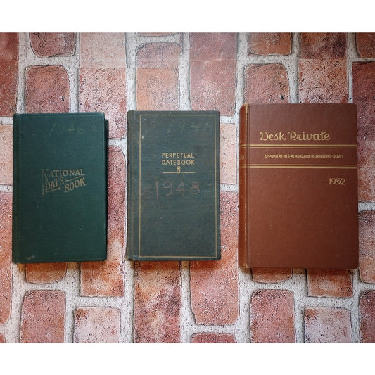 Lot of 3 Vintage Ledger Datebook Diary 1946 1948 1952 EA Truran Wareham MA