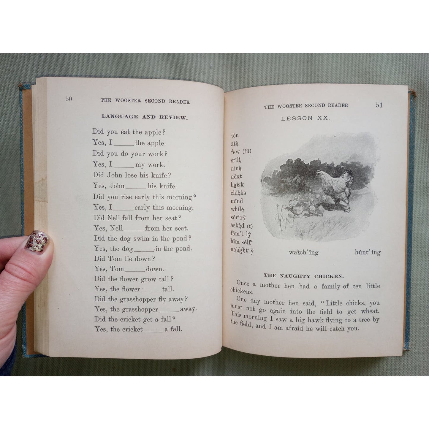 The Wooster Second Reader 1907 Antique Children's Learning Reading Book