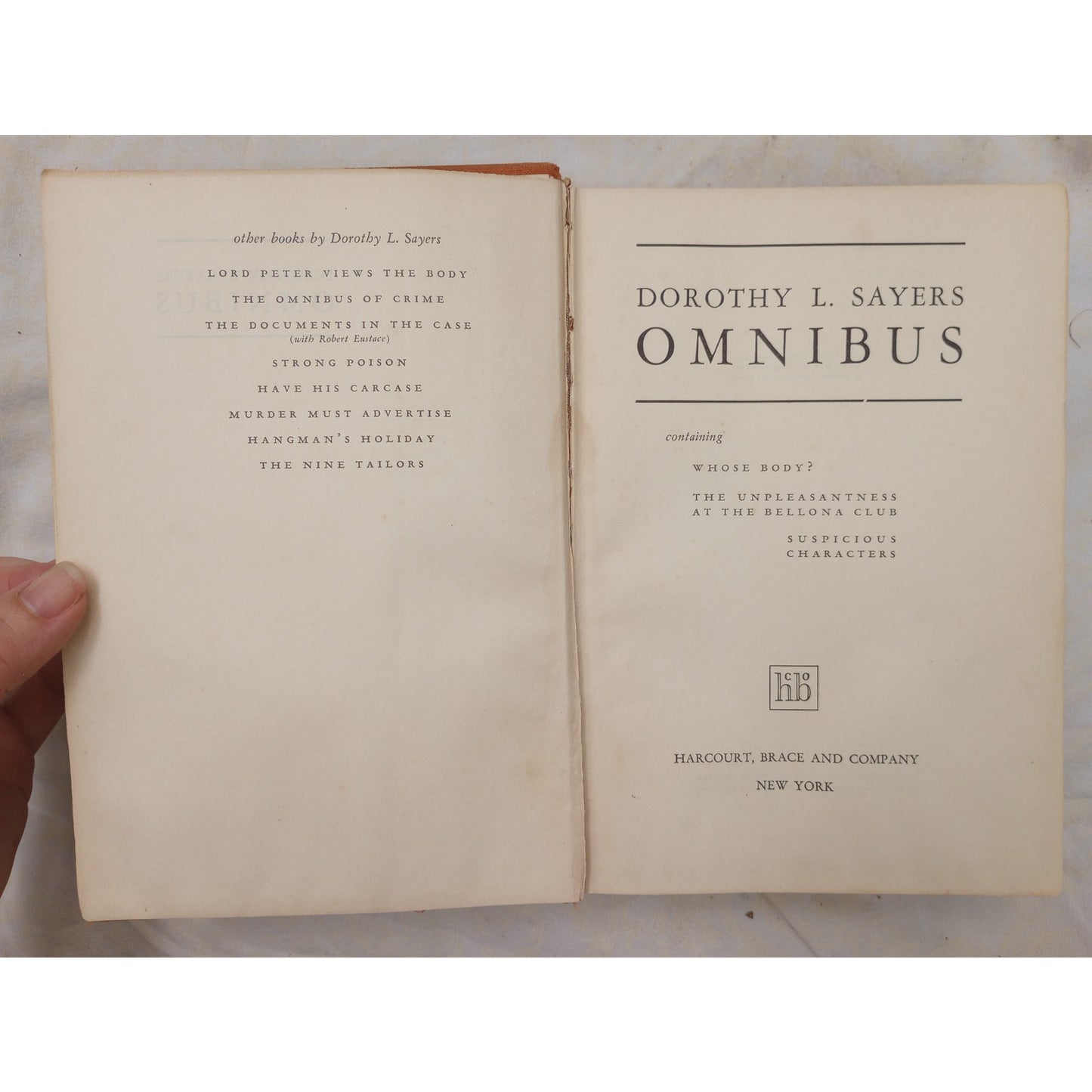 Omnibus Dorothy L Sayers Hardcover Whose Body Bellona Club Suspicious Characters