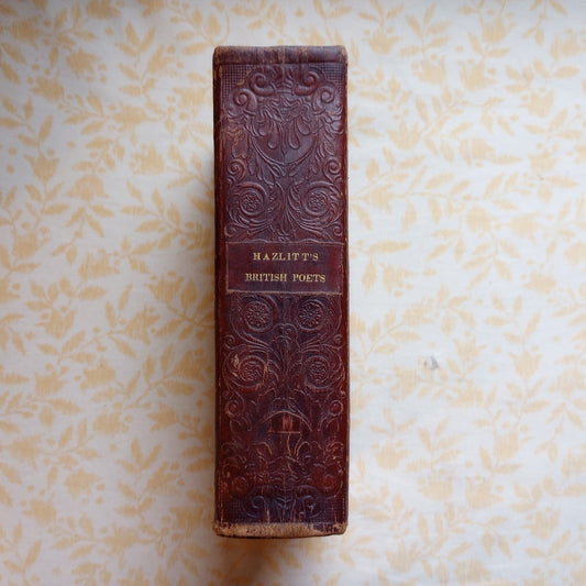 Select British Poets by William Hazlitt Antique 1824 1st edition Ornate Binding