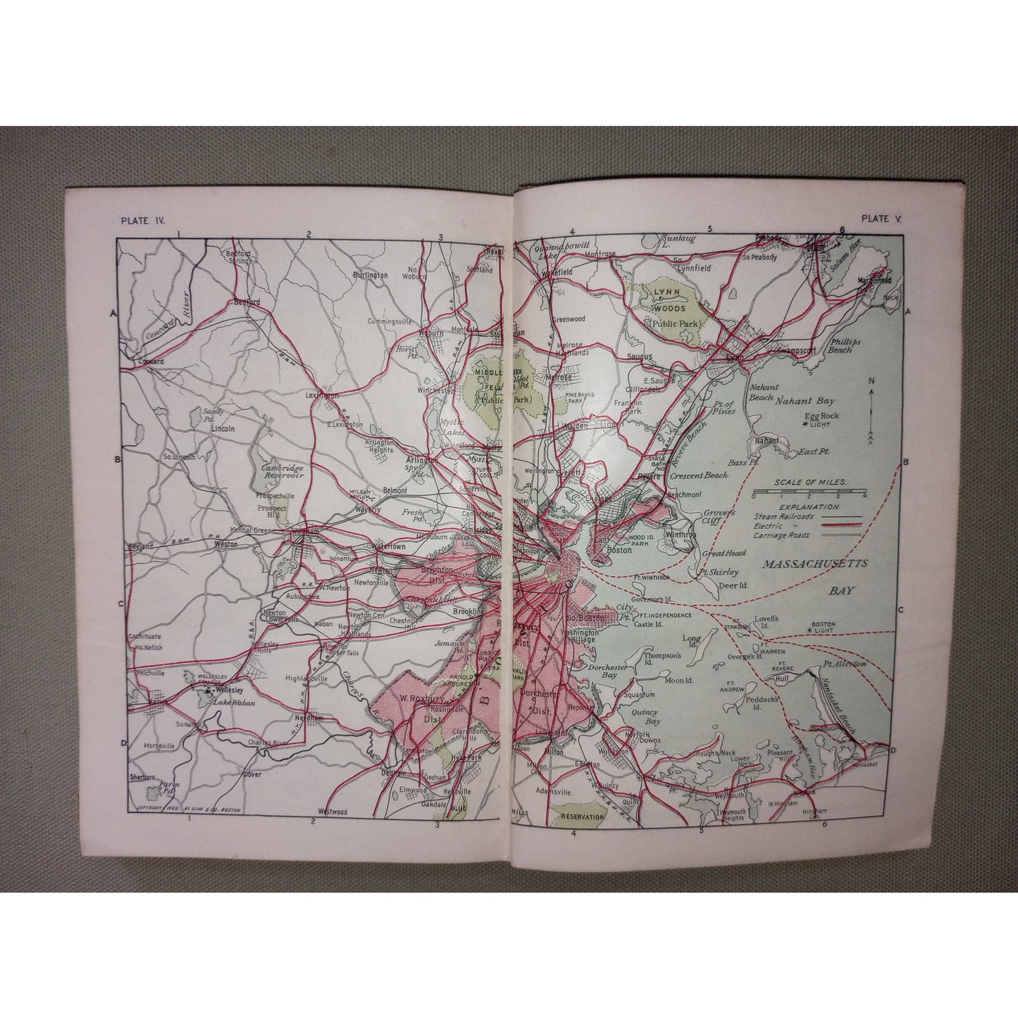 Antique Guide Book of Boston 1903 Color Maps Massachusetts New England States