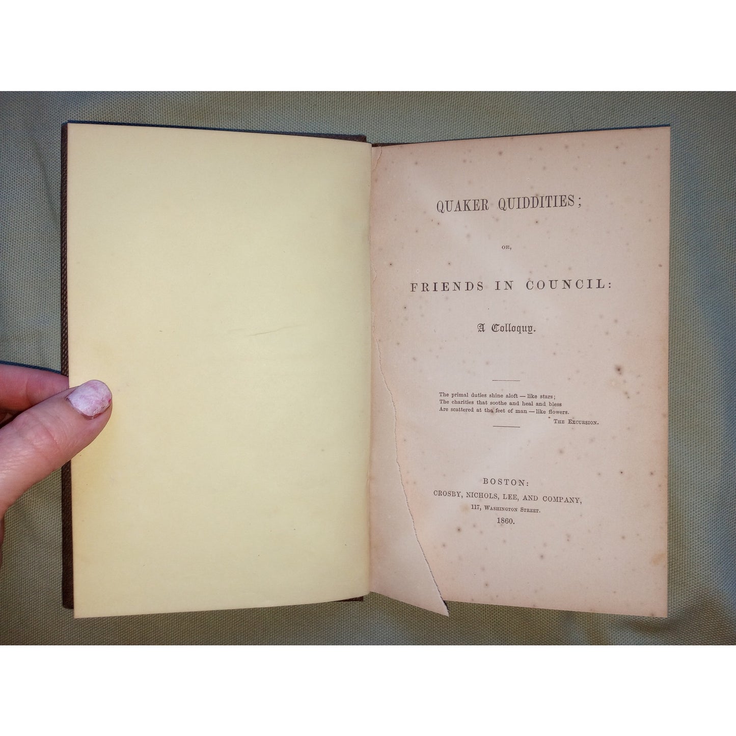 Quaker Quiddities; Friends in Council 1860 1st Providence RI Society of Friends