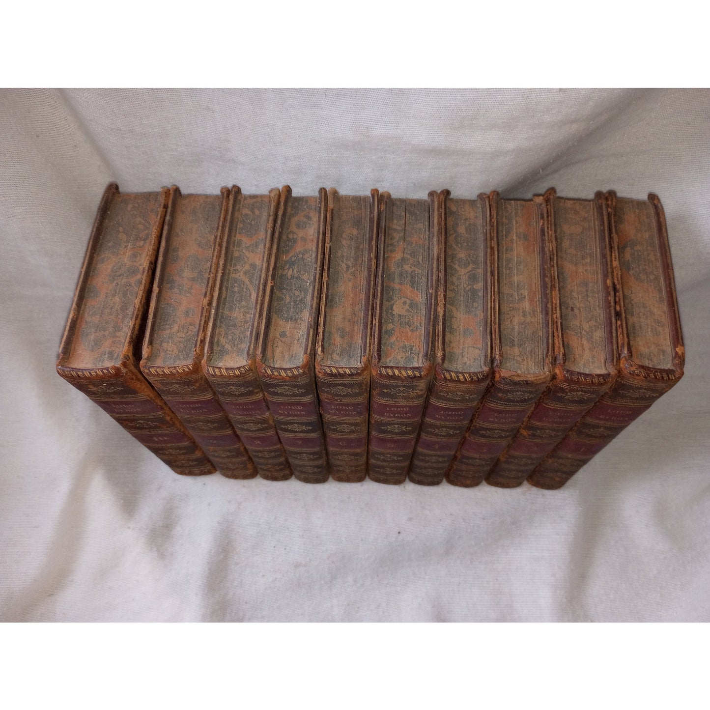 1821 Rare French Oeuvres Completes De Lord Byron 10 Volume Leather Beautiful Set