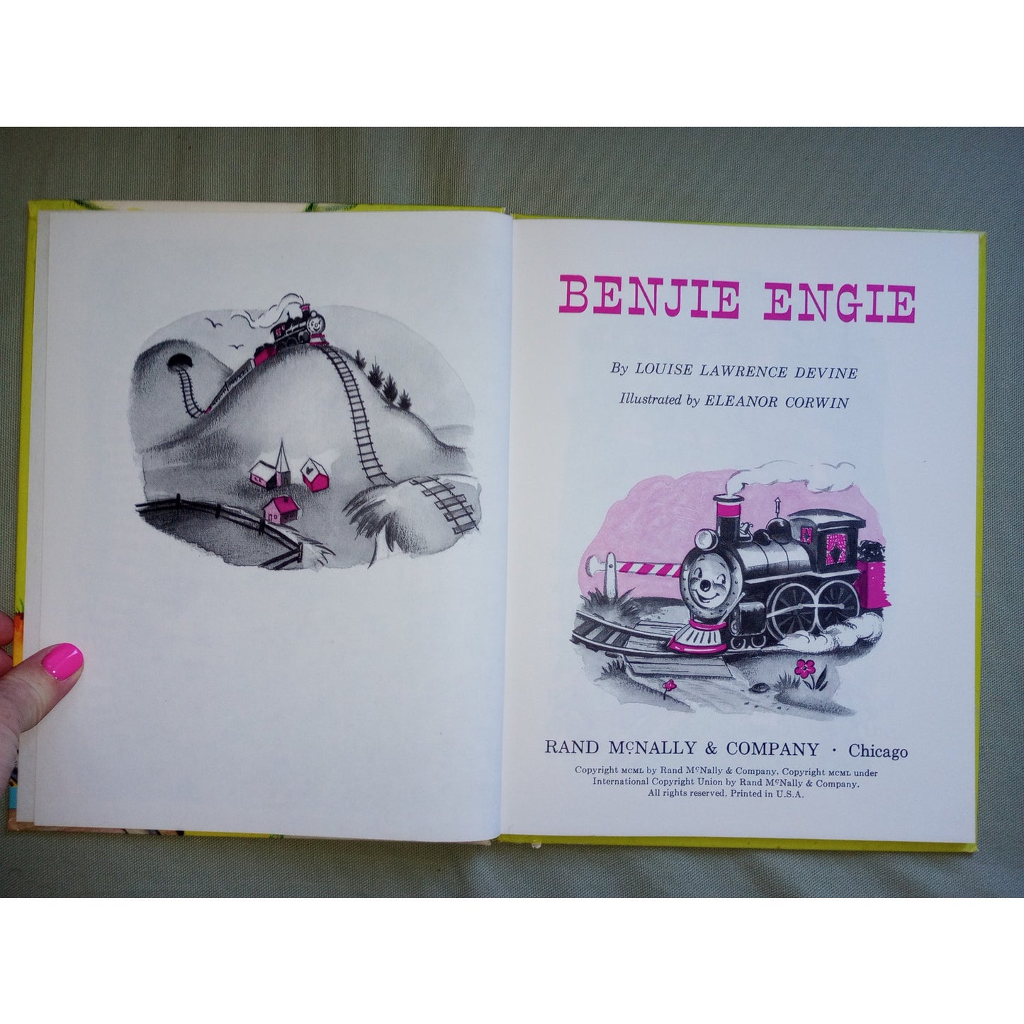 Vintage Children's Book 1950 Benjie Engie Beautifully Illustrated Train Story