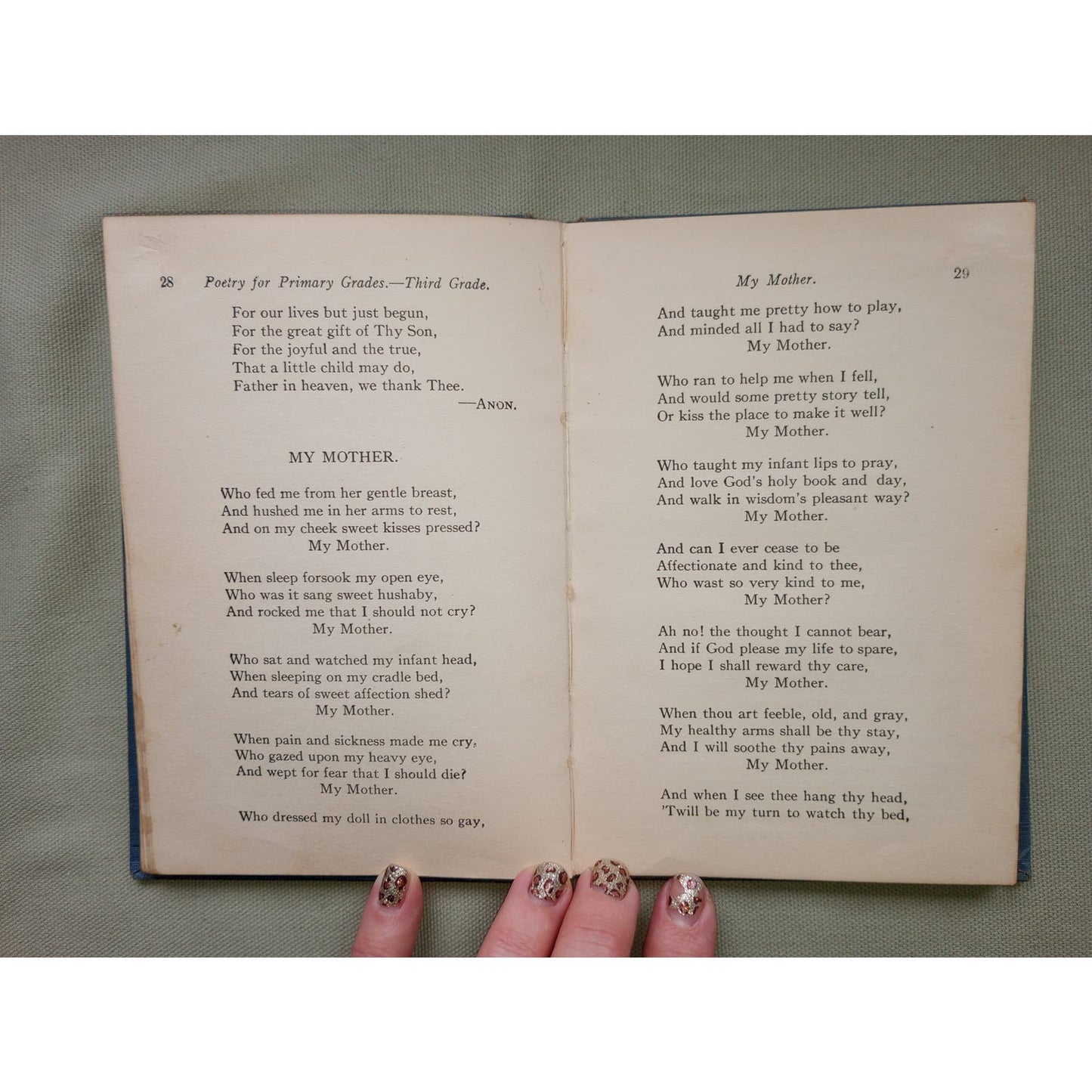 Poetry for Grammar Grades Third Grade Poem Book Antique 1925 Catholic School