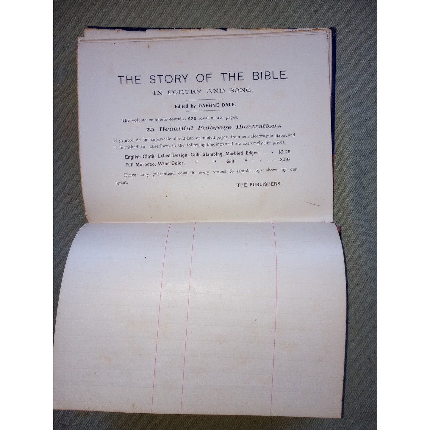 Story of the Bible in Poetry & Song Antique Book Salesman Sample RARE 1892