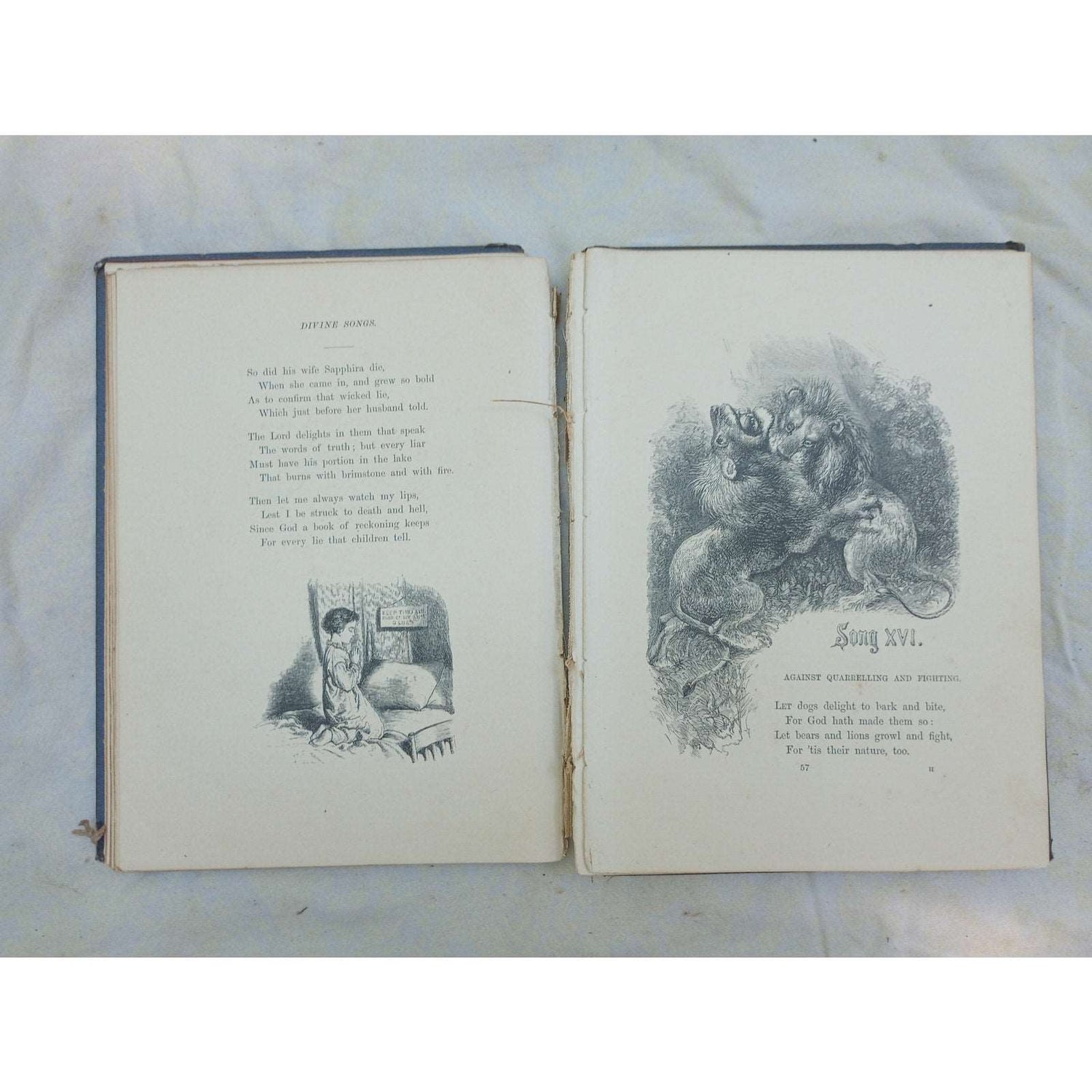 Divine & Moral Songs for Children Issac Watts Illustrated 1866 Victorian Book