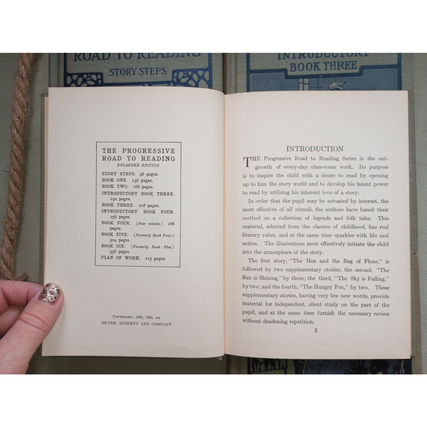 Antique 1920 "The Progressive Road To Reading" Silver Burdett 4 Children's Books