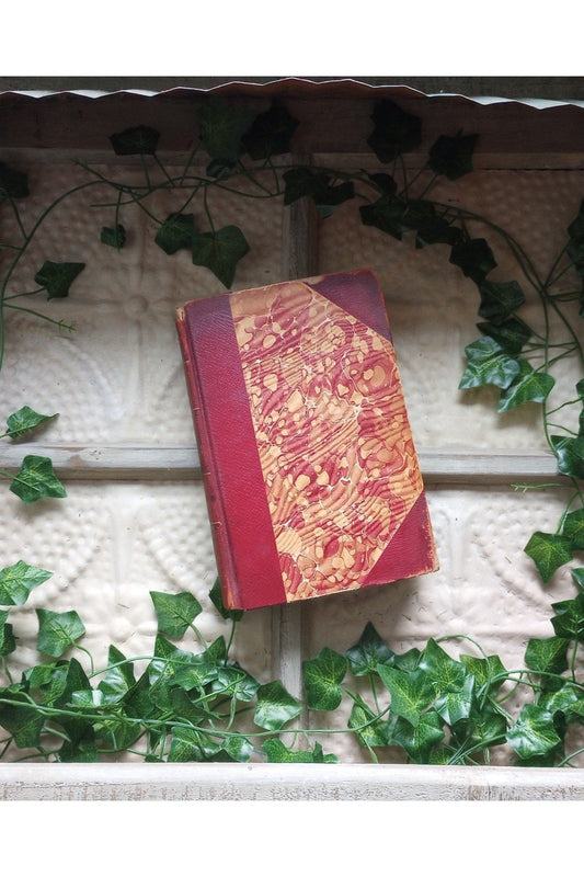 Antique Decorative Book Marbled Red Leather Binding Peregrine Pickle IV Smollett