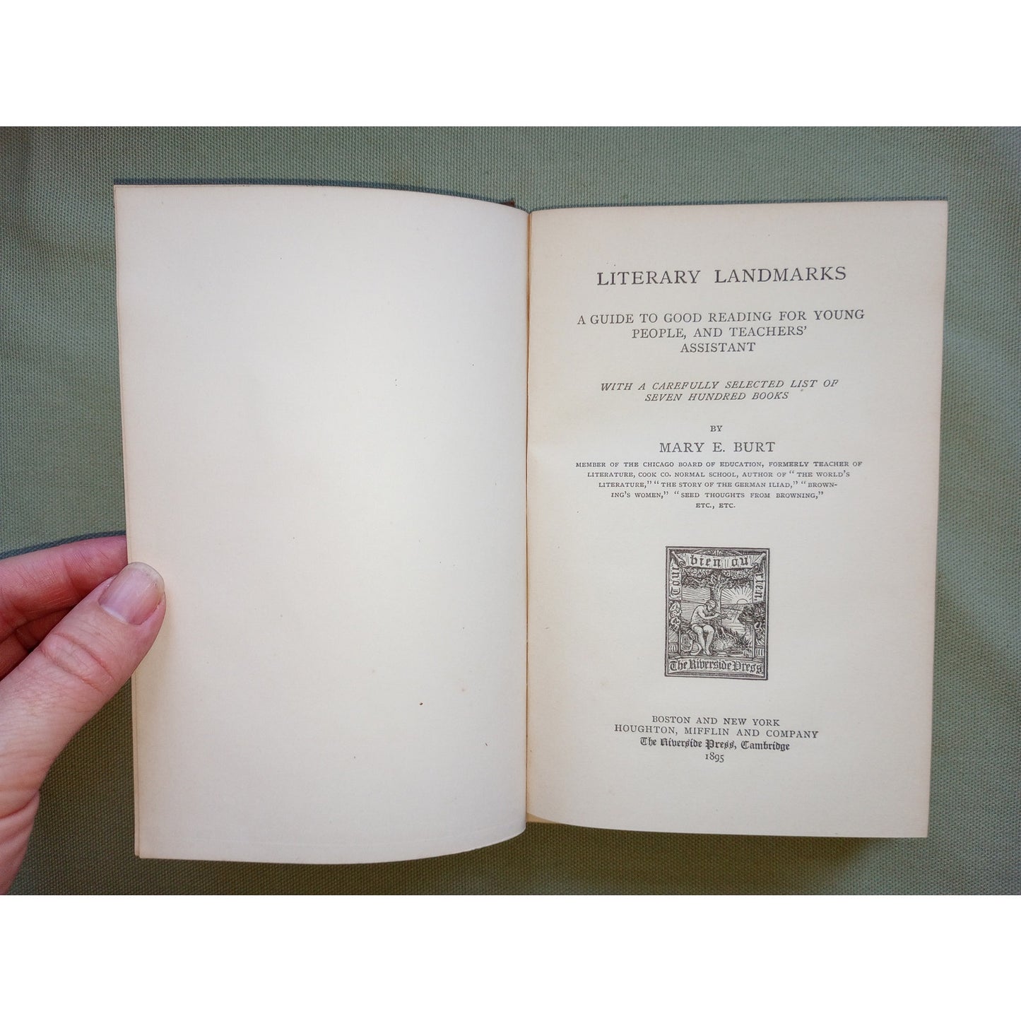 Literary Landmarks Mary E. Burt 1895 Antique Literature Plans for Grade School