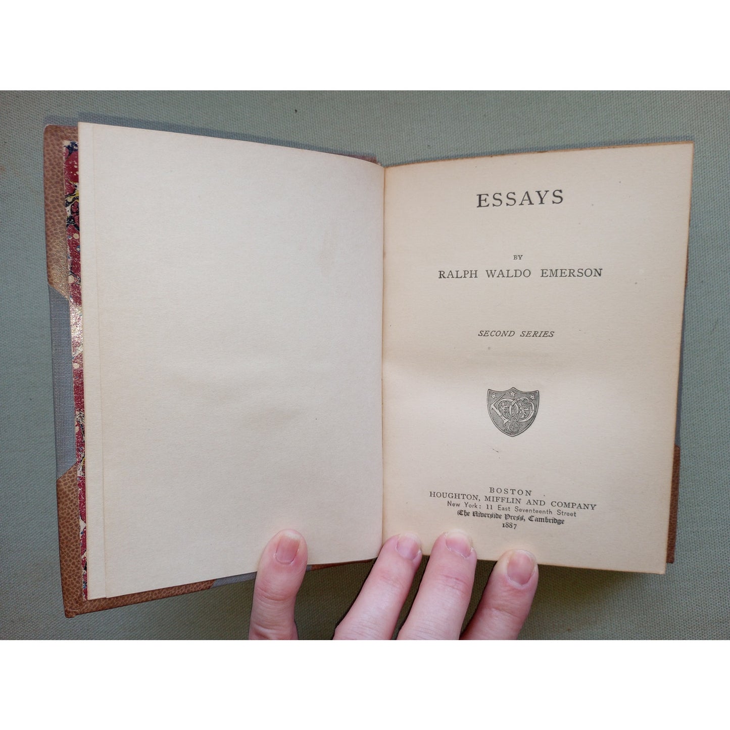 Emerson's Essays Second Series 1887 Houghton Mifflin Leather Binding