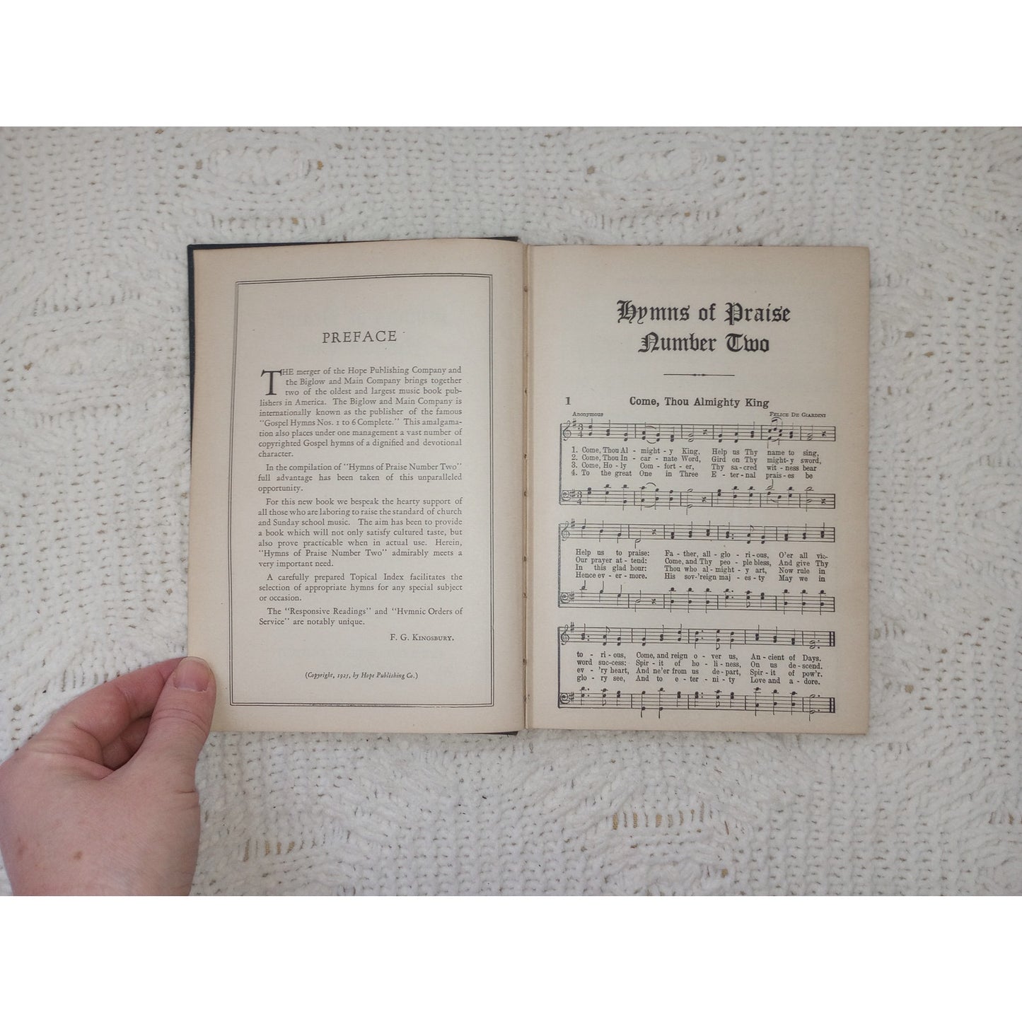 Vintage Hymnal 1925 Hymns of Praise #2 Compiled by Kingsbury Old Church Songs