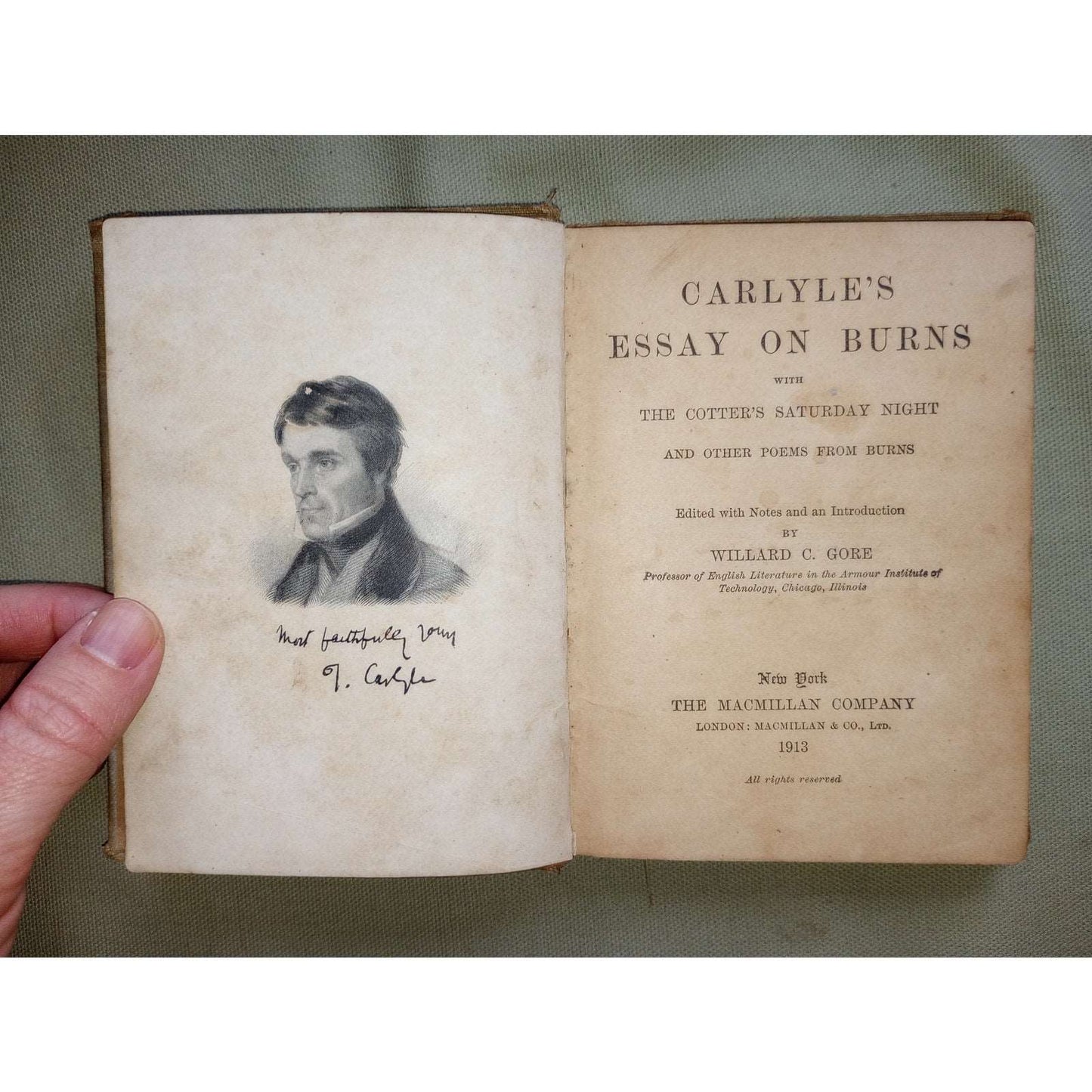 Carlyle's Essay On Burns Cotter's Saturday Night 1910 Macmillan Pocket Classics