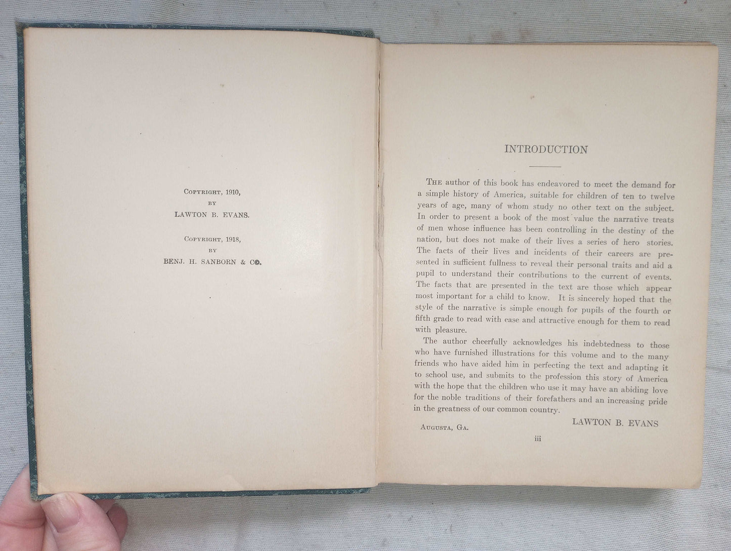 First Lessons American History [Lawton Evans, 1922] Antique School Book MAPS