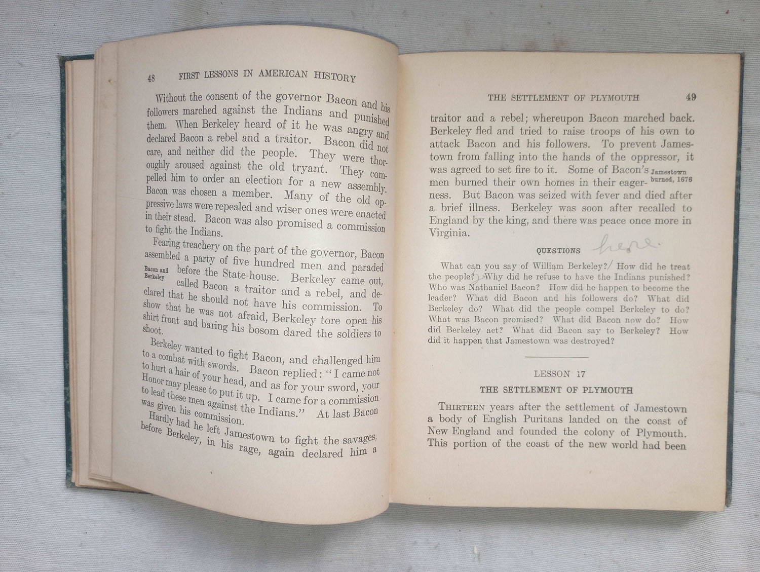 First Lessons American History [Lawton Evans, 1922] Antique School Book MAPS