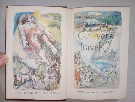 Gulliver's Travels Jonathan Swift Hardcover/Illustrated Corbino Vintage Book 1945