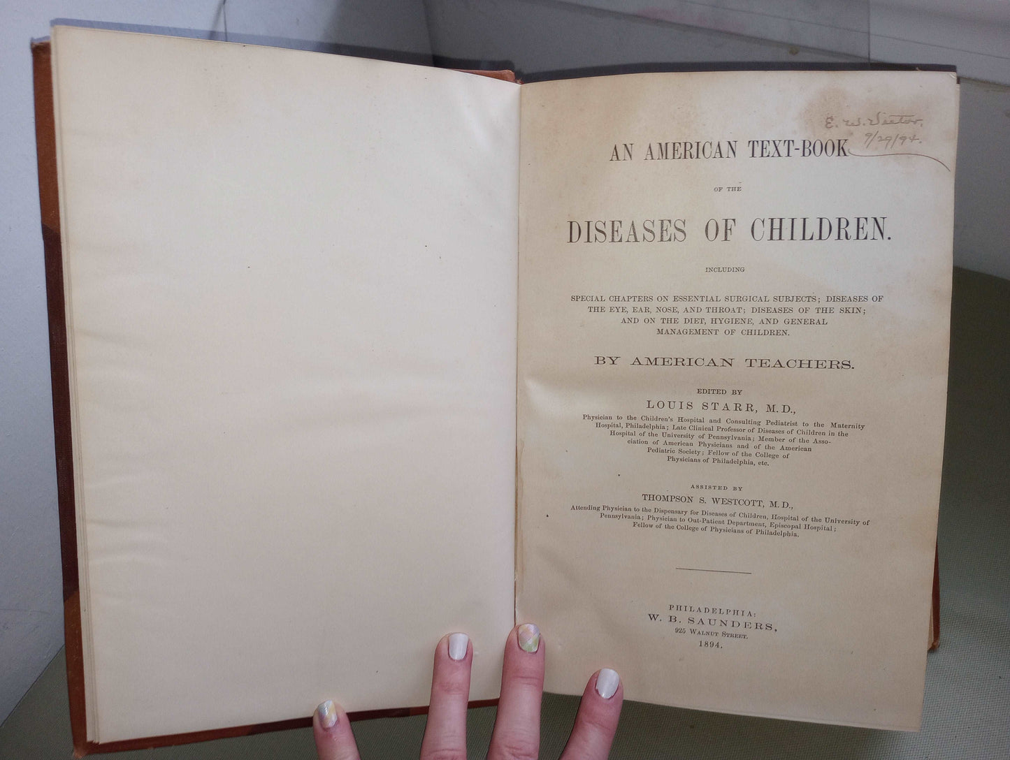 1894 AMERICAN TEXT BOOK OF THE DISEASES OF CHILDREN LEATHER EDITED BY STARR