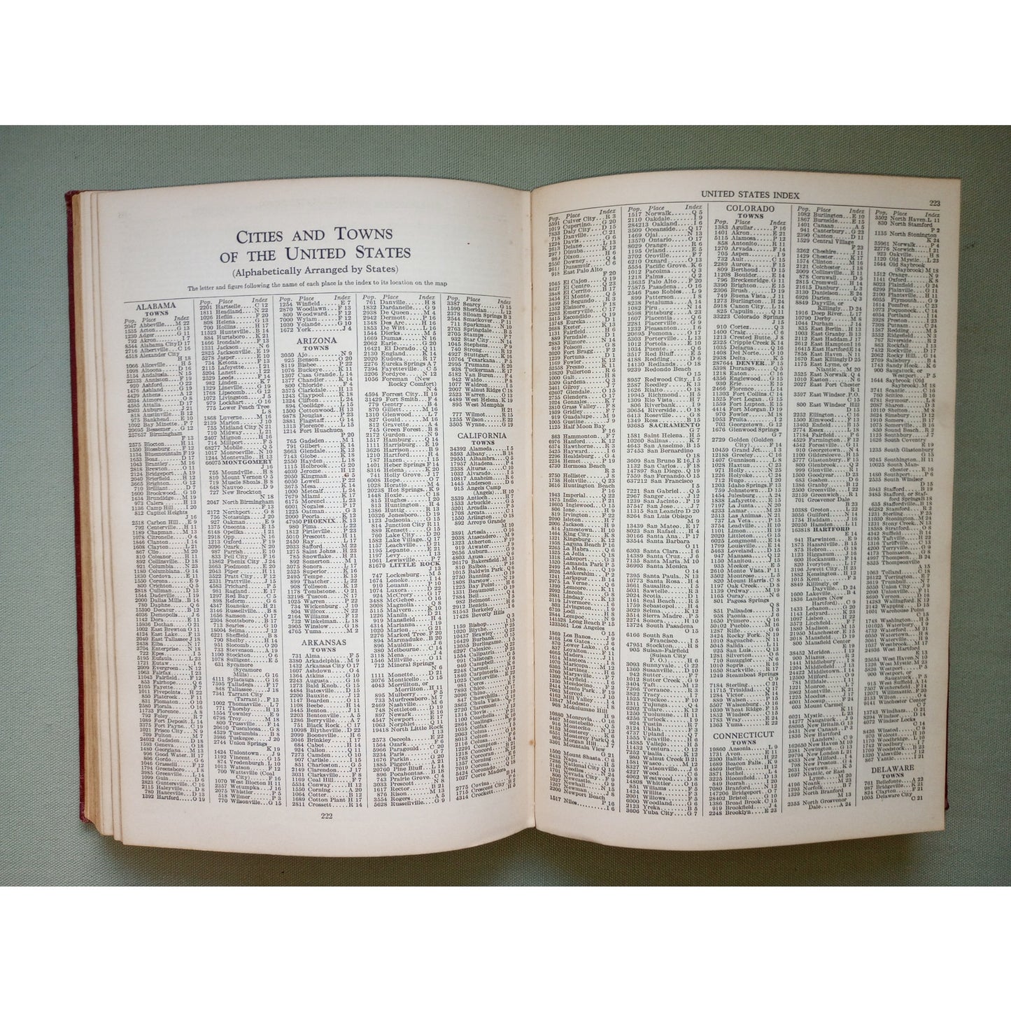 World Atlas & Gazetteer Old Maps 1931 HARDCOVER Color Maps US States, Countries