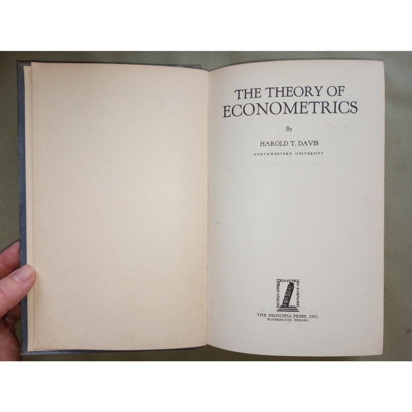 The Theory Of Econometrics Harold Davis 1947 Northwestern University Economics