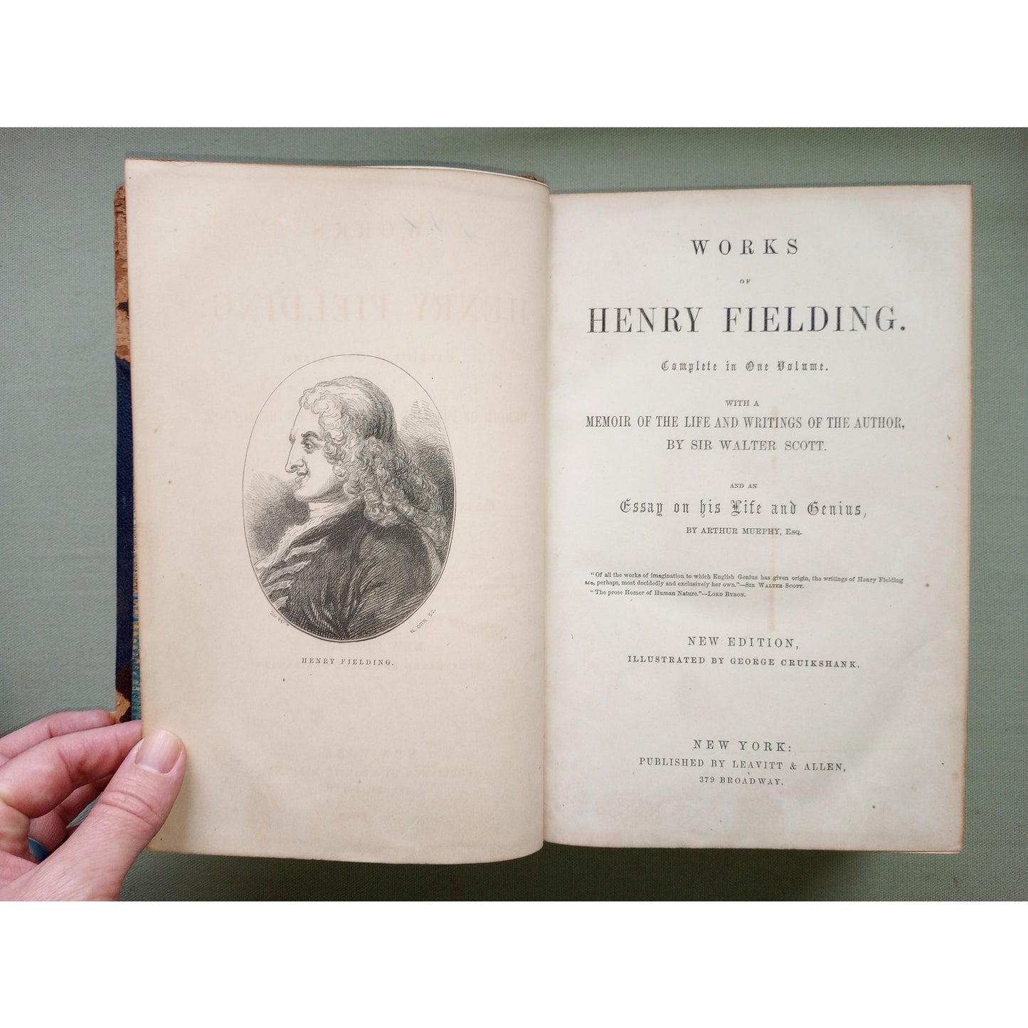 The Works Of Henry Fielding. One Volume Complete Cruikshank Illus.  Leather