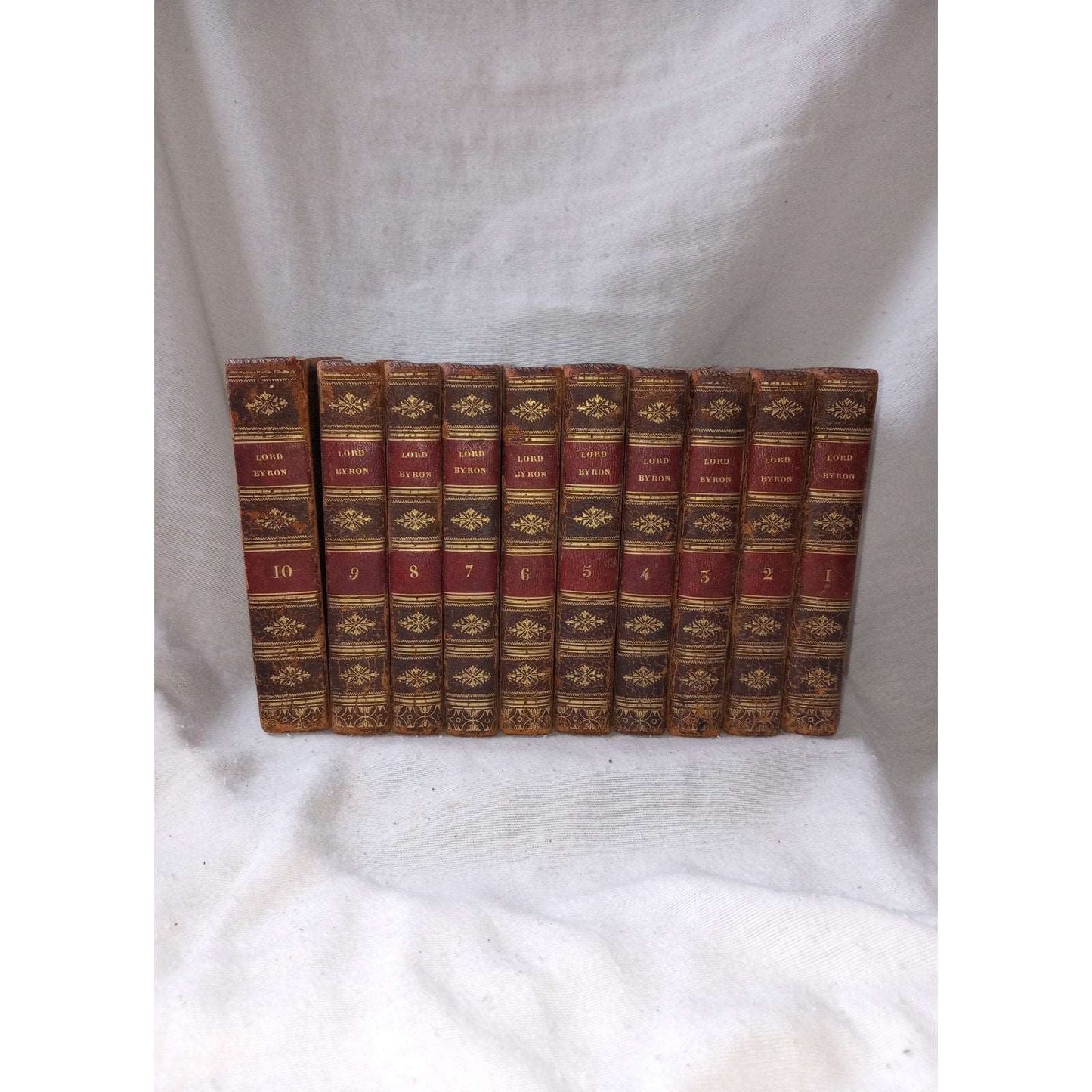 1821 Rare French Oeuvres Completes De Lord Byron 10 Volume Leather Beautiful Set