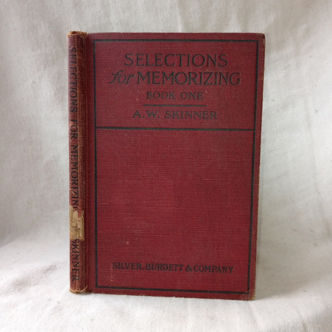 Selections For Memorizing Book 1 By A. W. Skinner Hardcover 1911