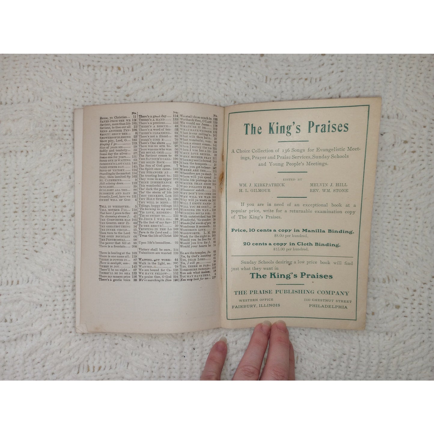 The Old Story in Song For Evangelistic Meetings Prayer Services 1906 Hymnal Book