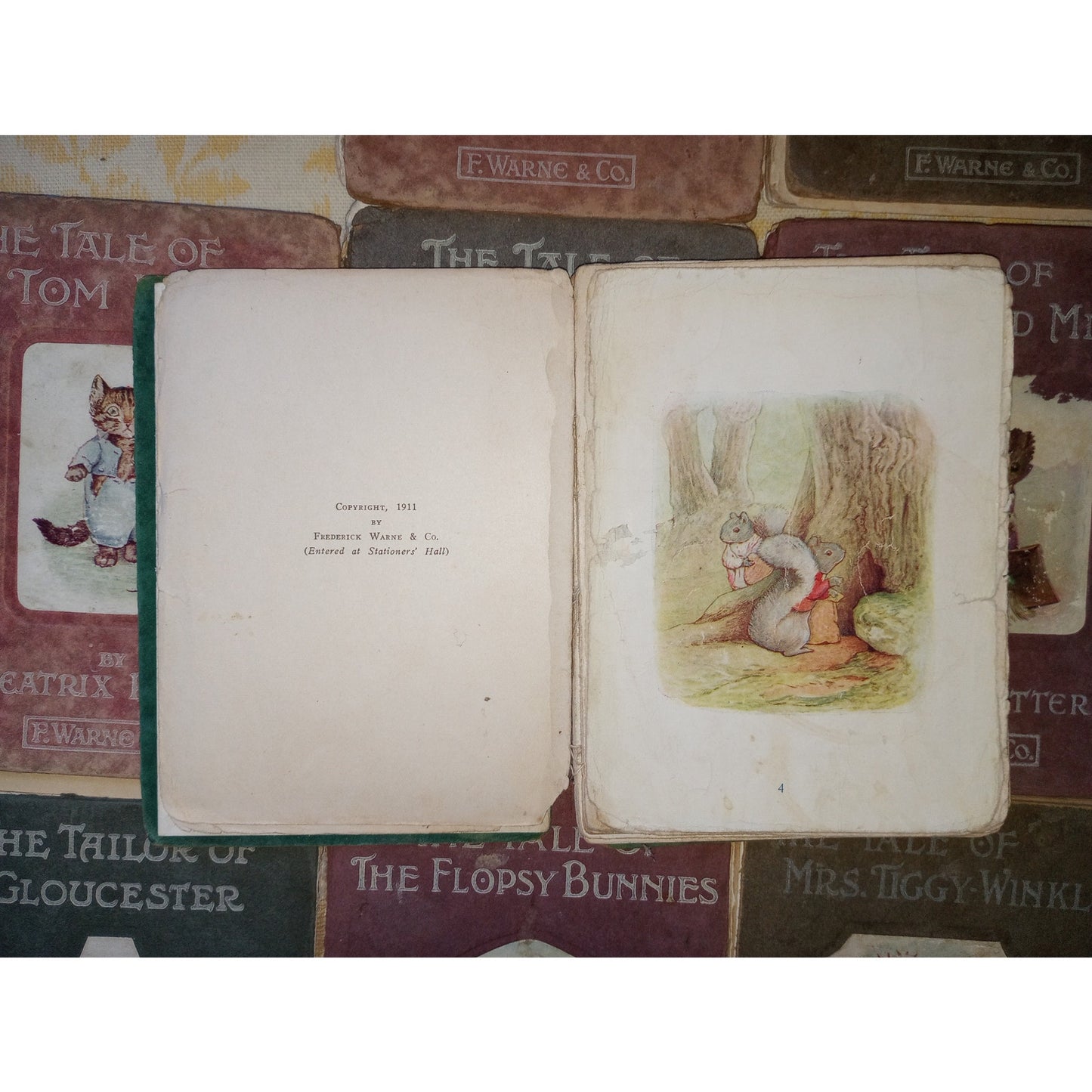 7 Vintage Beatrix Potter Miniature Book Lot Peter Rabbit c1900s Shabby Disbound