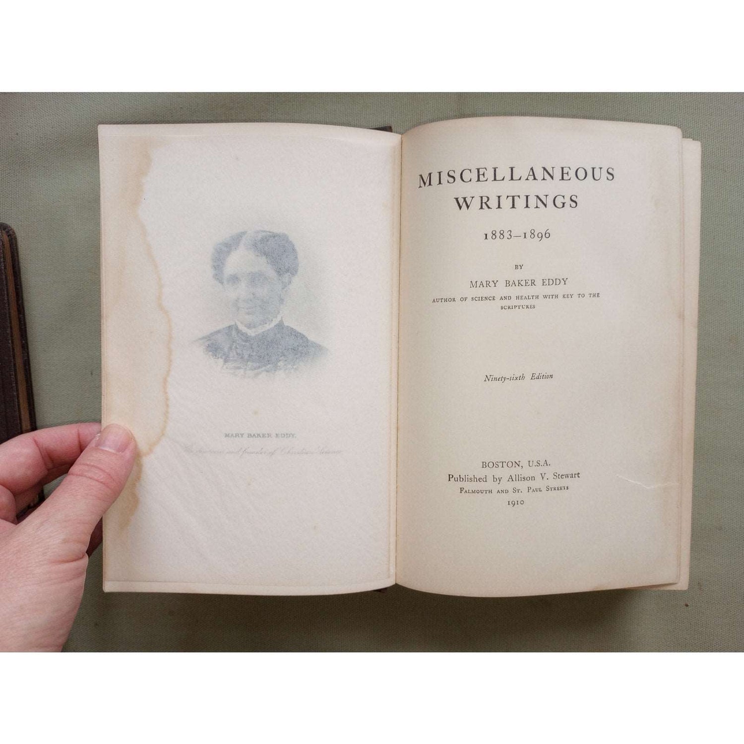 1910 Mary Baker Eddy Writings 1883-96 Christian Science Hymnal Concordance 1932