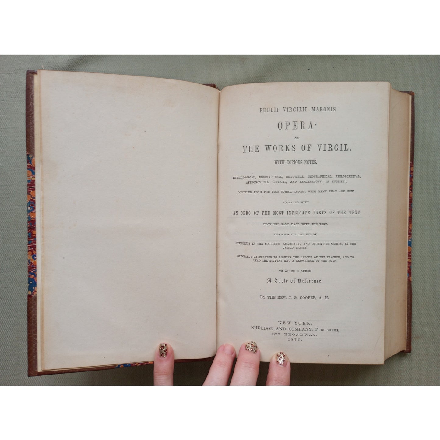 Publii Virgilii Maronis Opera Works Of Virgil Copious Notes 1876 Leather Cooper