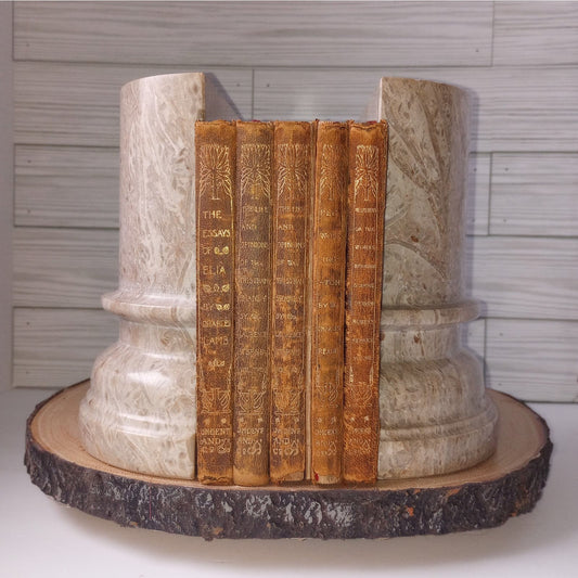 Antique Leather Book Set The Temple Classic Essays of Elia [Lamb, 1902] & Others