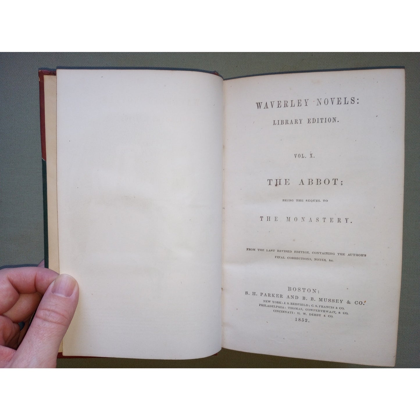 Waverley Novels Library Edition The Abbot SIr Walter Scott Antique 1852 Leather