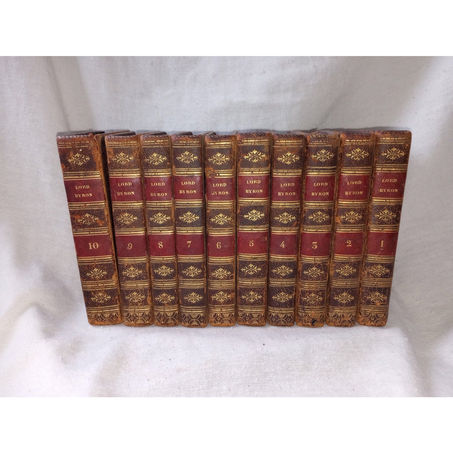 1821 Rare French Oeuvres Completes De Lord Byron 10 Volume Leather Beautiful Set