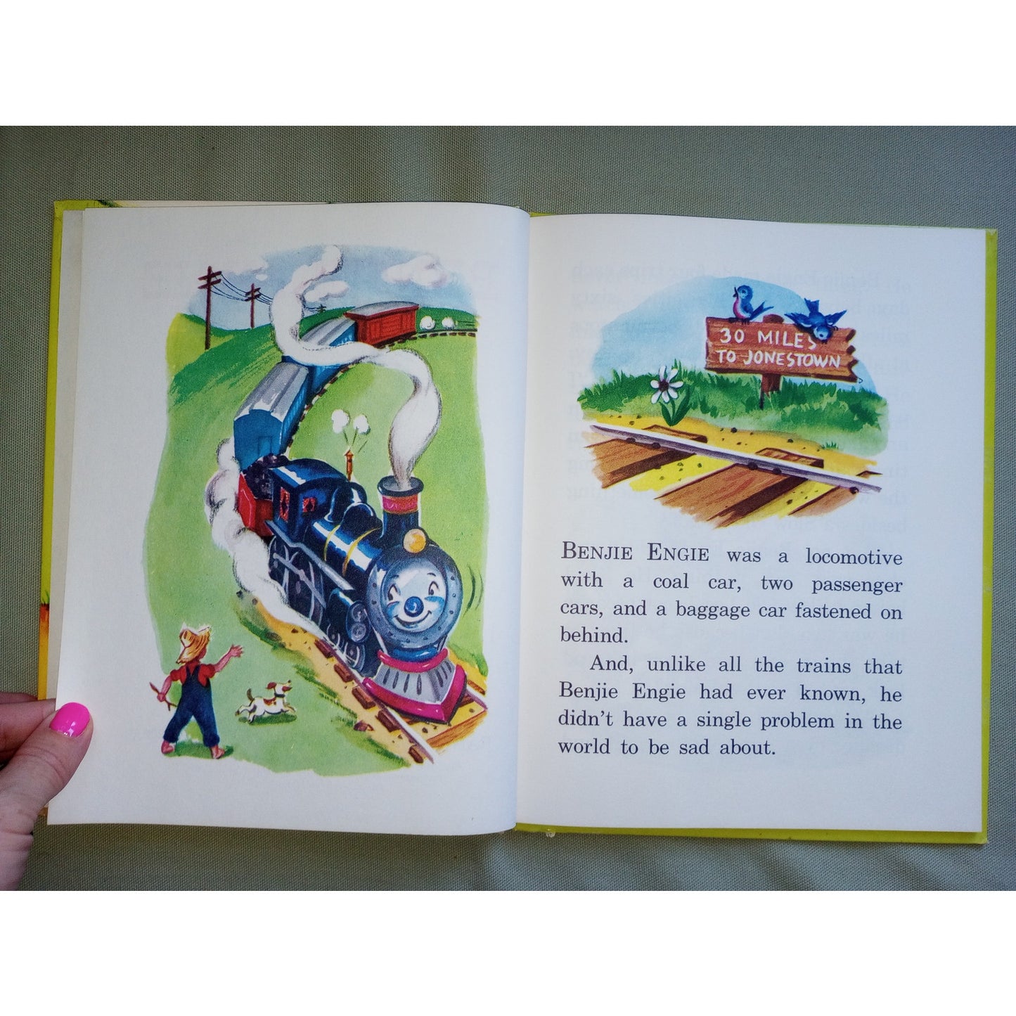 Vintage Children's Book 1950 Benjie Engie Beautifully Illustrated Train Story