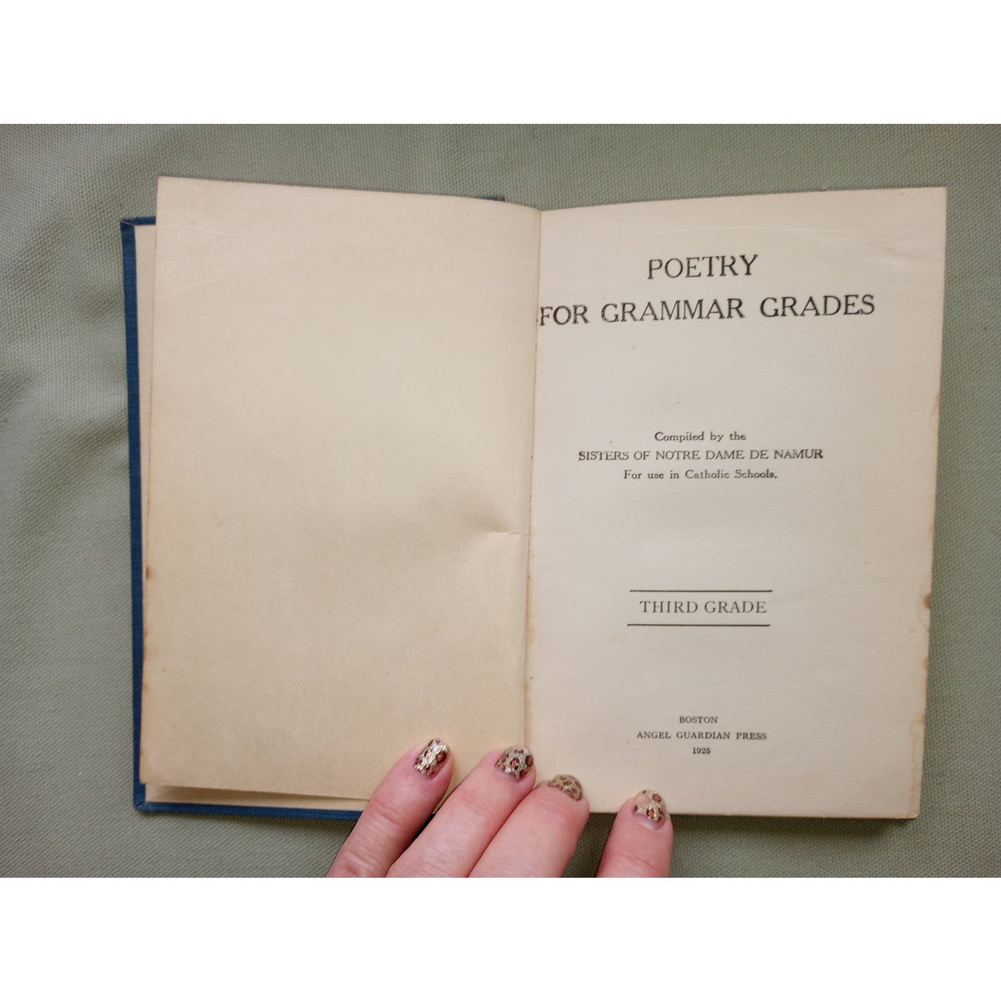 Poetry for Grammar Grades Third Grade Poem Book Antique 1925 Catholic School