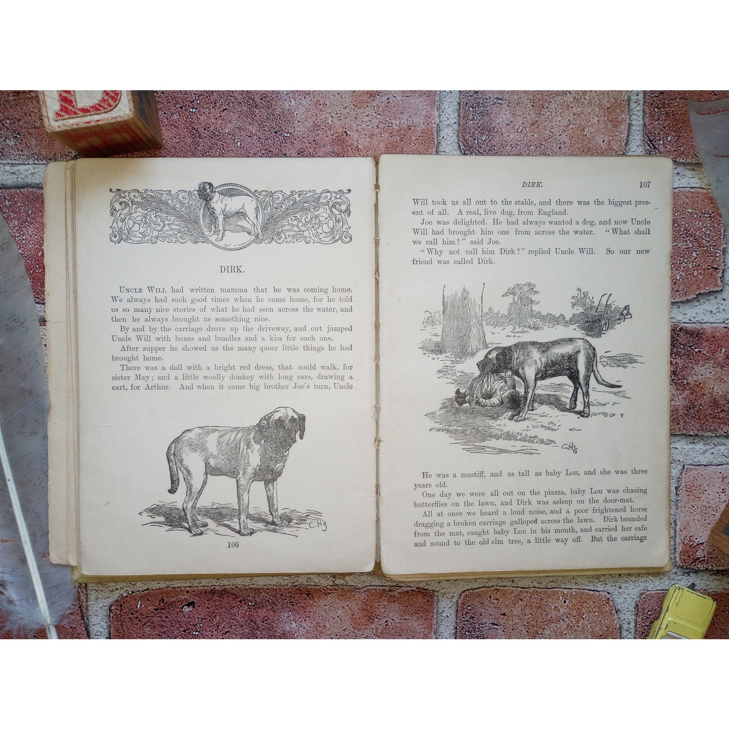 Animal Stories For Little People Antique Children's Book Illustrated Dog Stories