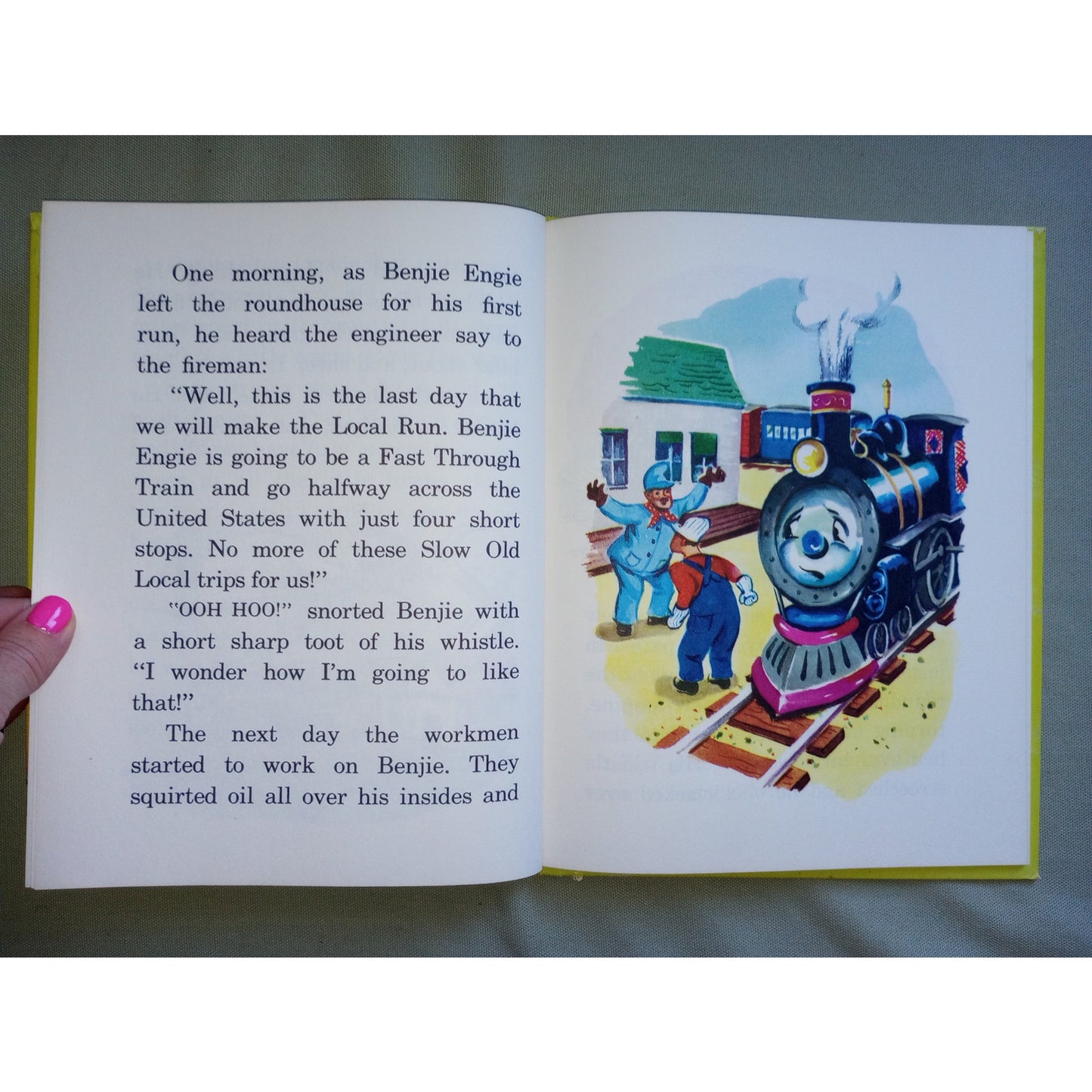 Vintage Children's Book 1950 Benjie Engie Beautifully Illustrated Train Story