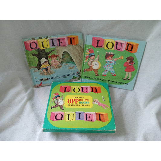 Vintage 1960s Children's Boxed Books Loud & Quiet Virginia Parsons Illustrated