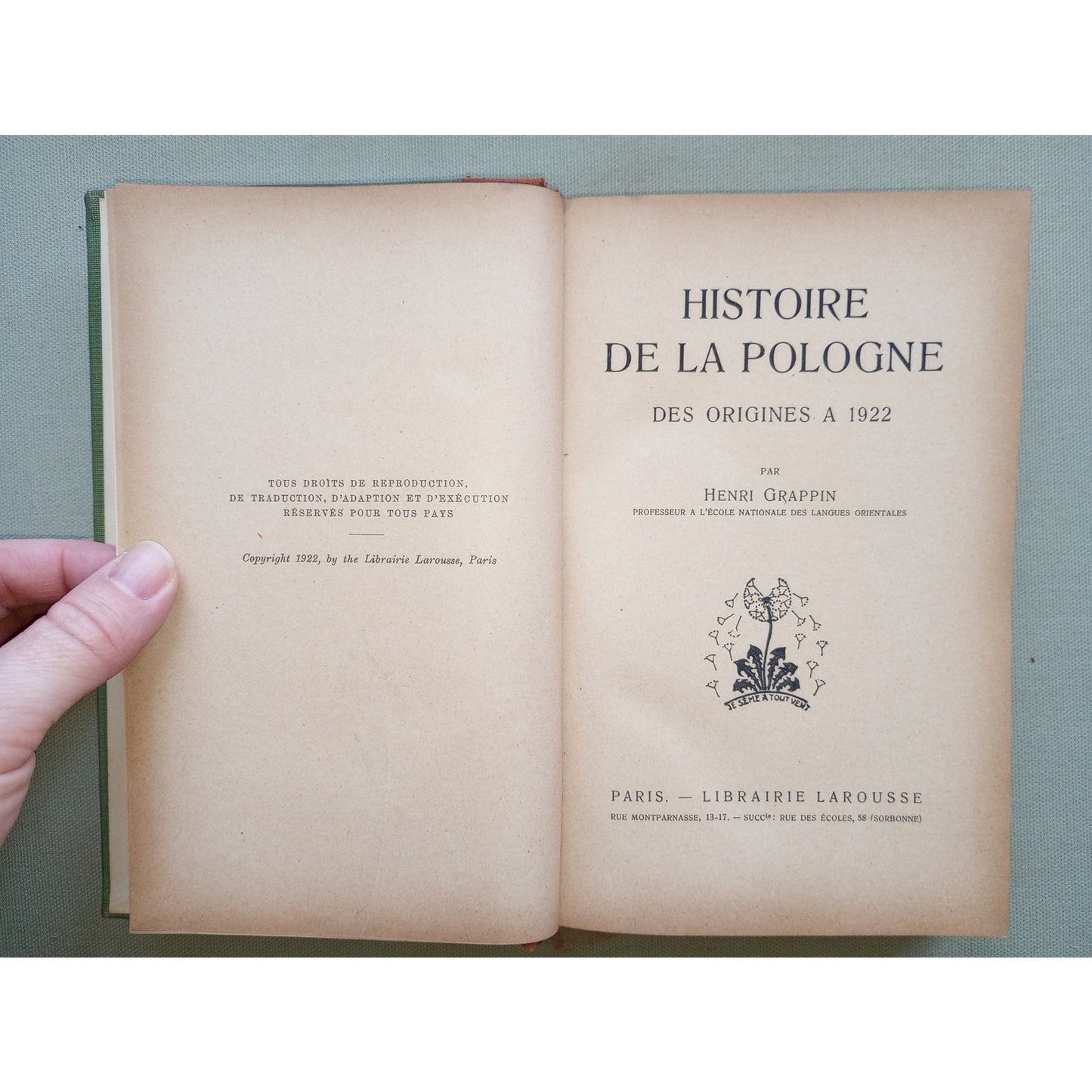 Histoire De La Pologne Des Origines 1922 Henri Grappin French Paris FOLDOUT MAP